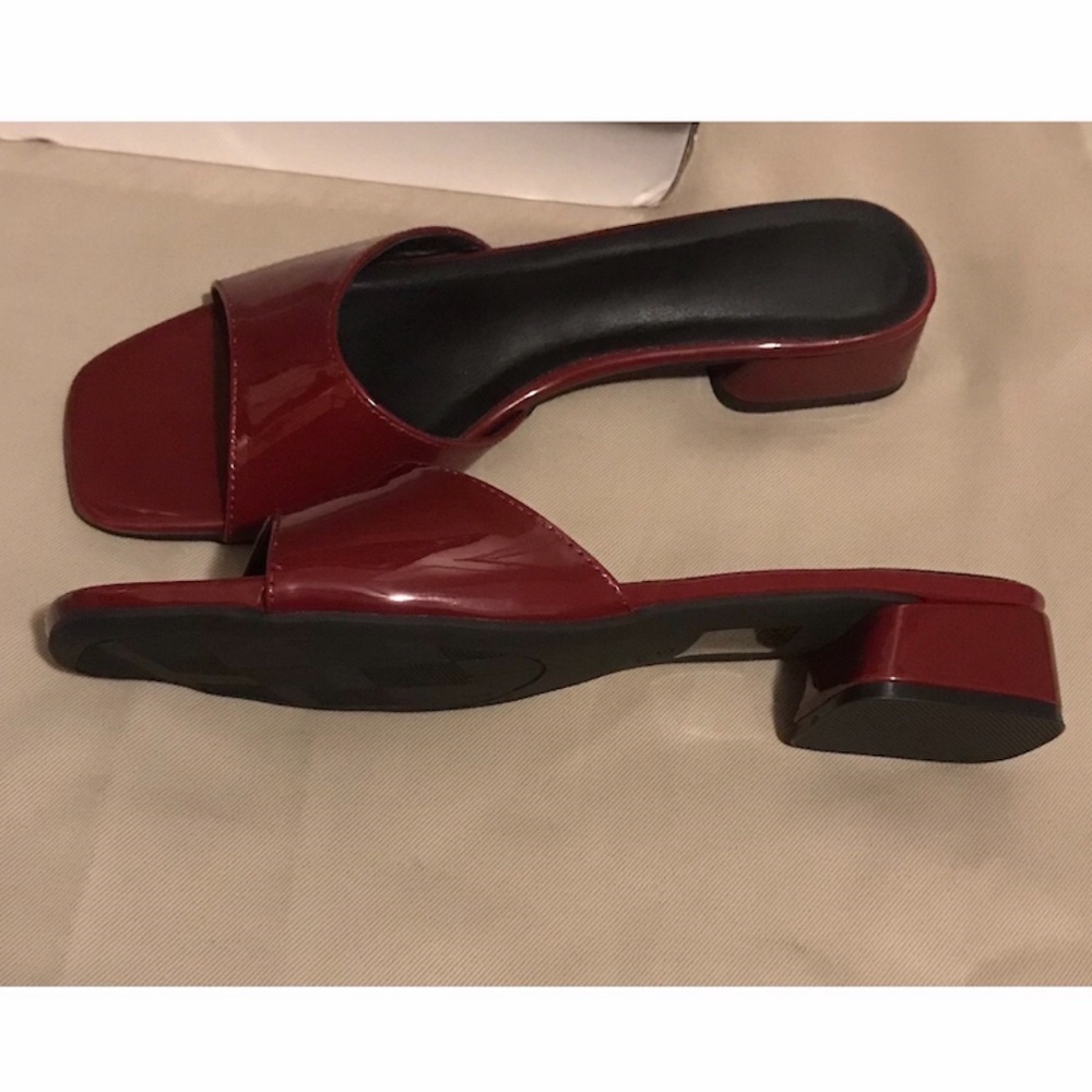 Dark Red Low Block Heels Size 39/8.5